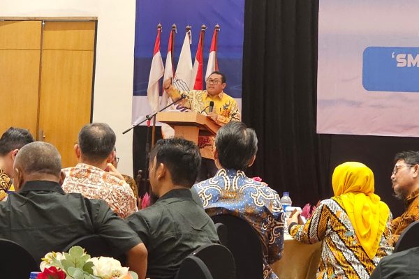 Ketua Umum Firdaus, di Forum Rapat Kerja Nasional SMSI di Aula Hotel Candi Bentar Ancol Jakarta