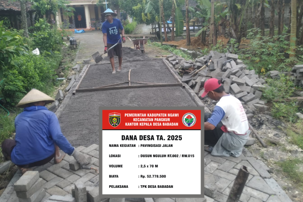 Pemdes Babadan Realisasikan Pavingisasi Jalan dengan Padat Karya