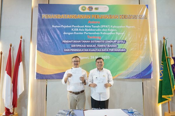 BPN Ngawi Teken Kerjasama Dengan IPPAT dan KJSB Dukung PTSL