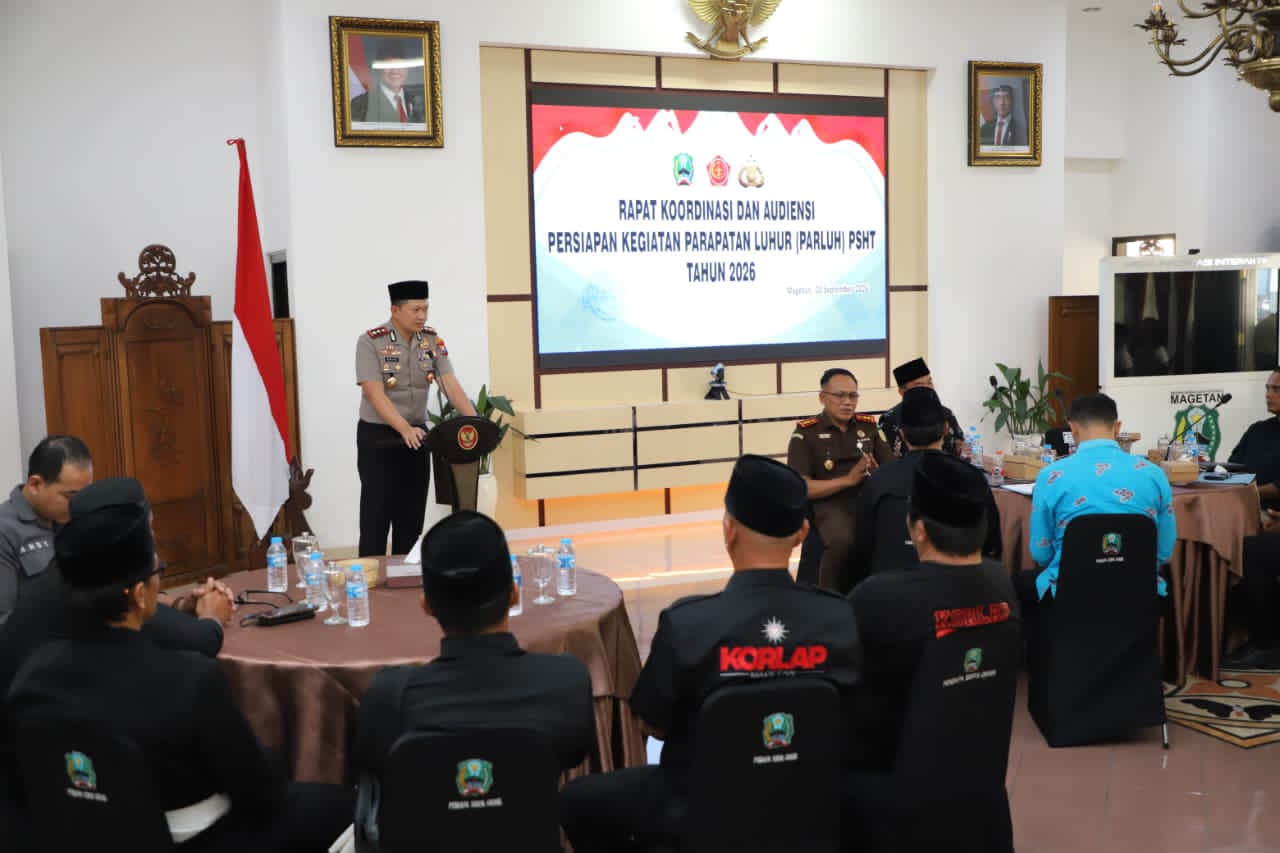 Sambut Parluh 2026, Forkopimda dan Pengurus PSHT Cabang Magetan Rakor Kamtibmas
